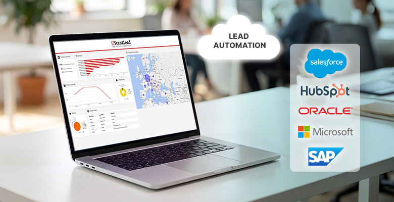 Digitale Übertragung erfasster Messe-Leads aus Scan2Lead in CRM-Systeme.